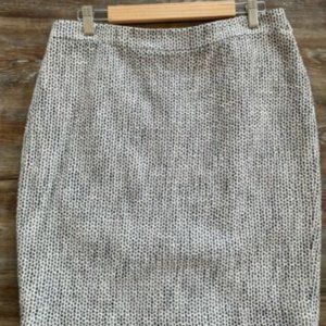 JCREW #2 Pencil Black and White Basket Weave Tweed Pencil Skirt Wool Blend Sz12